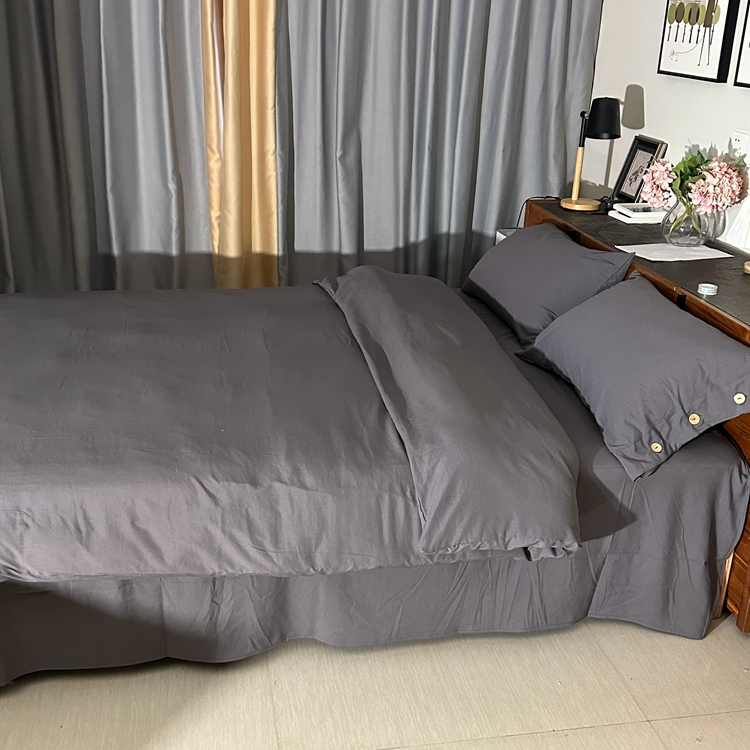 91家纺网 家纺一手货源 找家纺 纽扣款INS无印风四件套小竺棉日式云柔水洗棉轻奢高级床单款无印风纽扣款