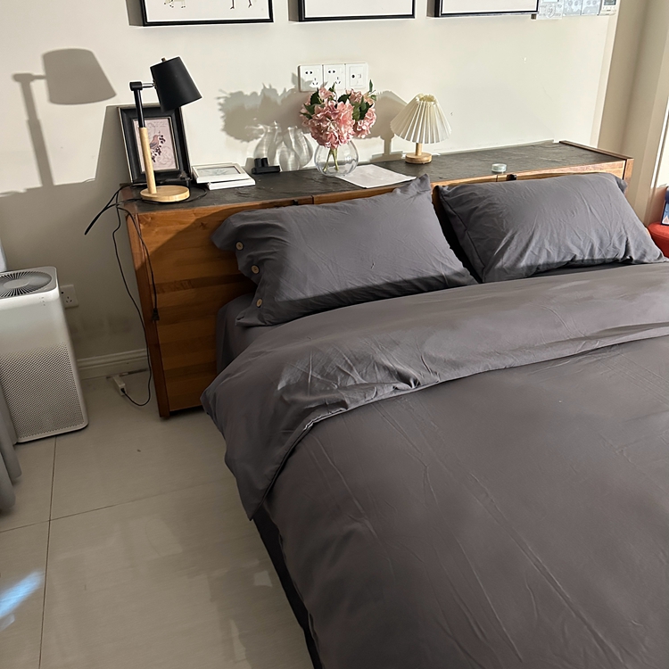 91家纺网 家纺一手货源 找家纺 纽扣款INS无印风四件套小竺棉日式云柔水洗棉轻奢高级床单款无印风纽扣款