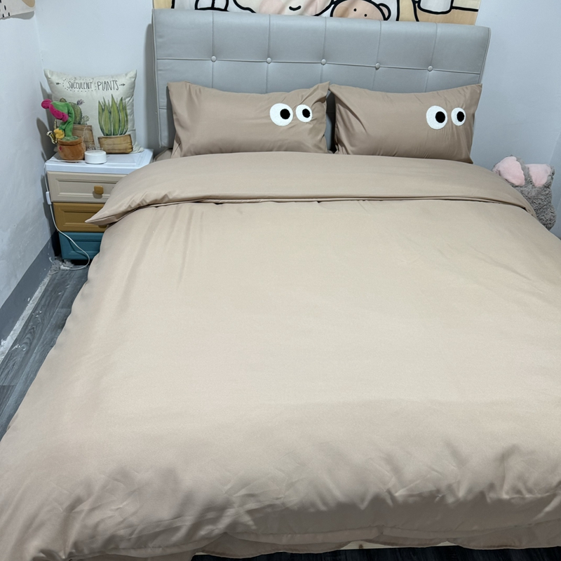 91家纺网 家纺一手货源 找家纺 N先生 2024新款美拉德多巴胺毛巾绣四件套-猫咪系列 猫咪-坚果棕