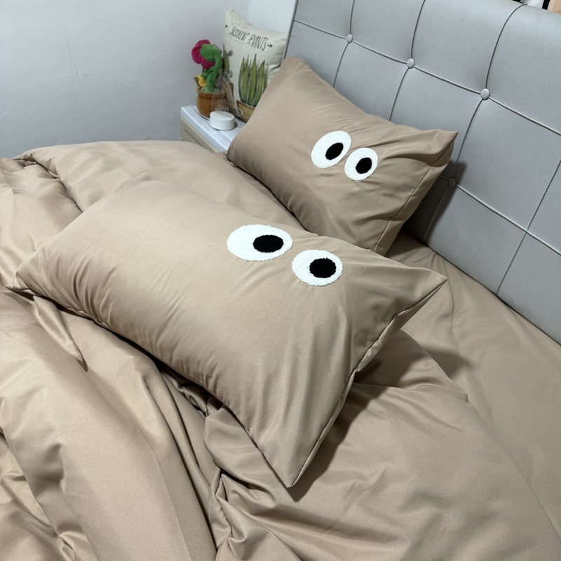 91家纺网 家纺一手货源 找家纺 N先生 2024新款美拉德多巴胺毛巾绣四件套-猫咪系列 猫咪-坚果棕