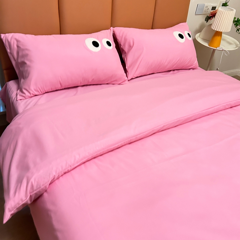 91家纺网 家纺一手货源 找家纺 N先生 2024新款美拉德多巴胺毛巾绣四件套-猫咪系列 猫咪-翻糖粉