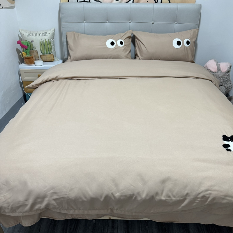 91家纺网 家纺一手货源 找家纺 （总）N先生 2024新款美拉德多巴胺水洗棉毛巾绣四件套-猫咪系列