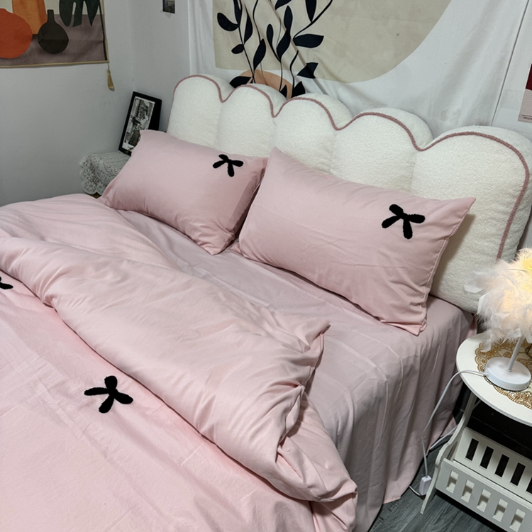91家纺网 家纺一手货源 找家纺 N先生 2025新款超柔水洗棉毛巾绣四件套极简风系列 蝴媒结-粉