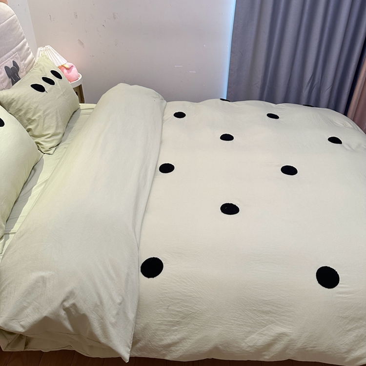 91家纺网 家纺一手货源 找家纺 N先生 2025新款超柔水洗棉毛巾绣四件套极简风系列 圆圈-绿