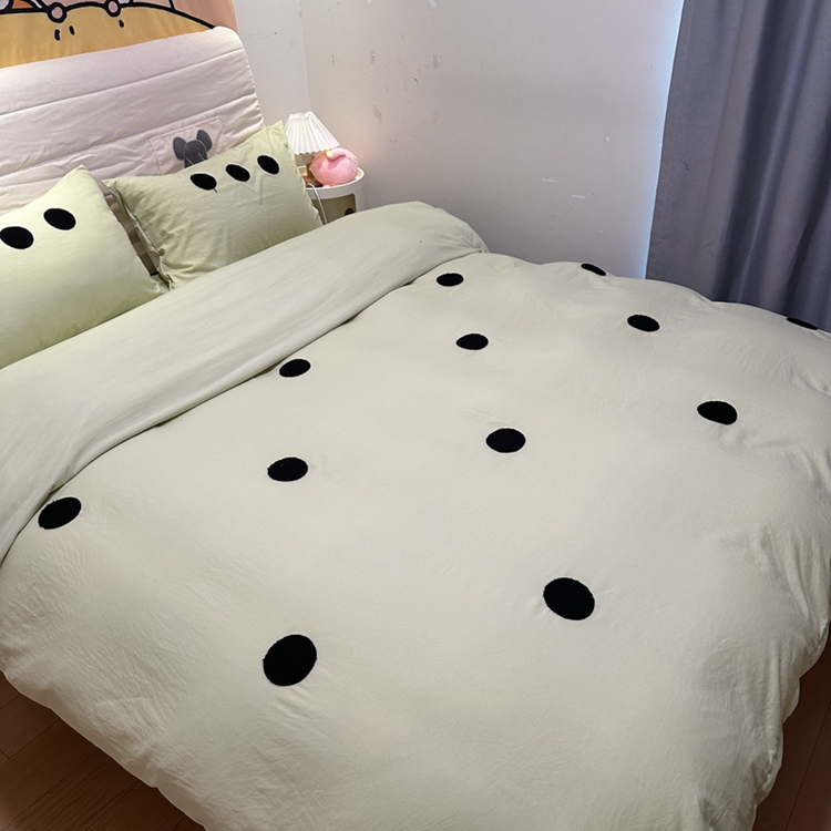 91家纺网 家纺一手货源 找家纺 N先生 2025新款超柔水洗棉毛巾绣四件套极简风系列 圆圈-绿