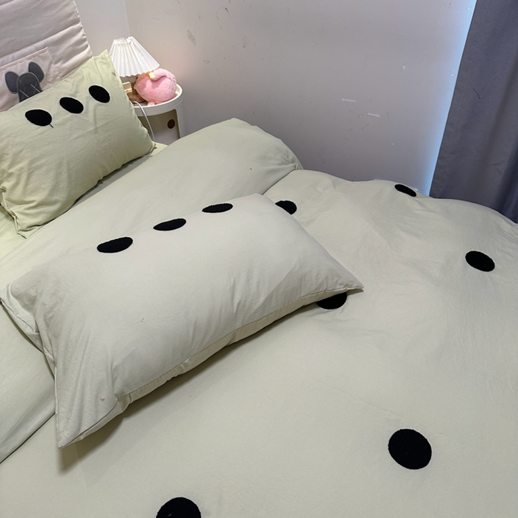 91家纺网 家纺一手货源 找家纺 N先生 2025新款超柔水洗棉毛巾绣四件套极简风系列 圆圈-绿