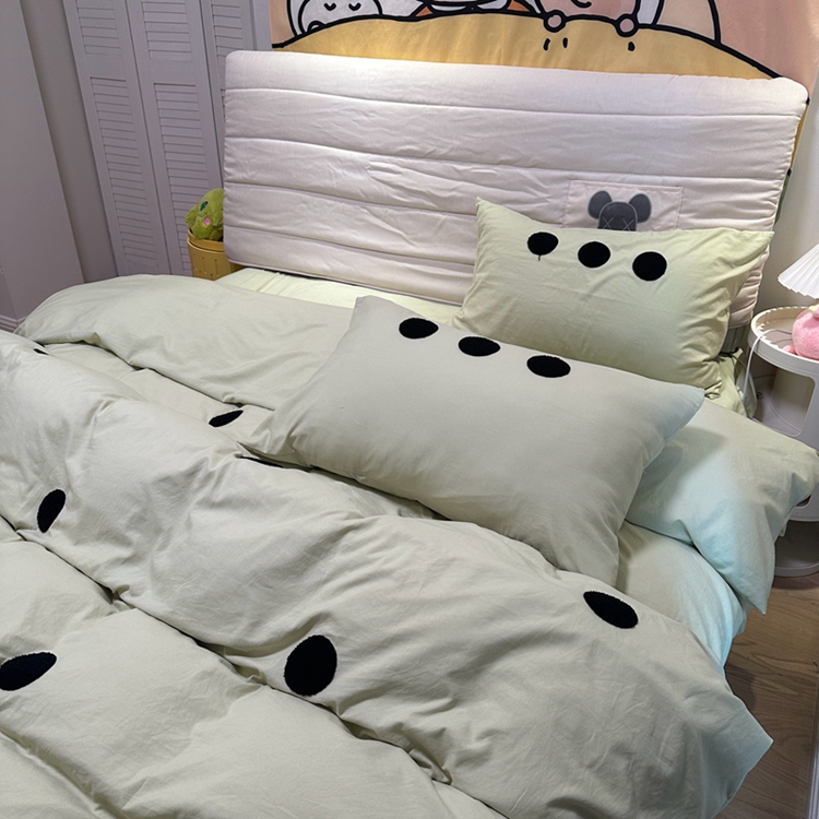 91家纺网 家纺一手货源 找家纺 N先生 2025新款超柔水洗棉毛巾绣四件套极简风系列 圆圈-绿