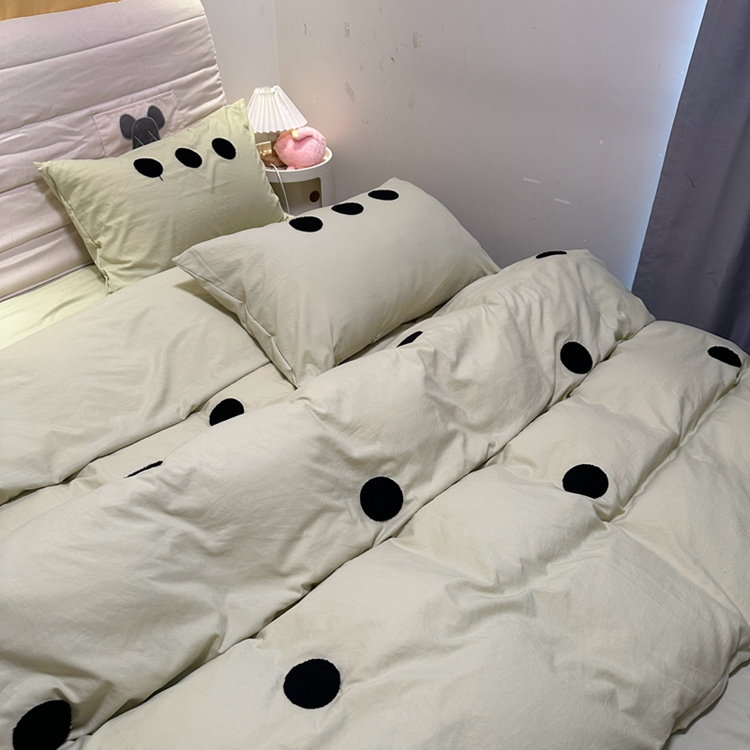 91家纺网 家纺一手货源 找家纺 N先生 2025新款超柔水洗棉毛巾绣四件套极简风系列 圆圈-绿