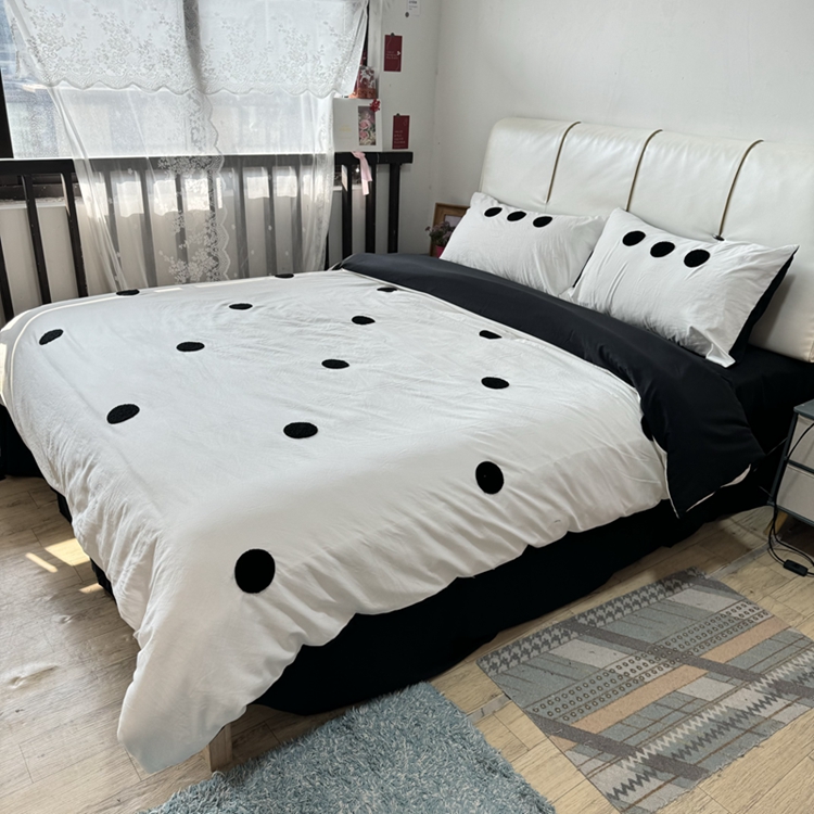 91家纺网 家纺一手货源 找家纺 N先生 2025新款超柔水洗棉毛巾绣四件套极简风系列 圆圈-白