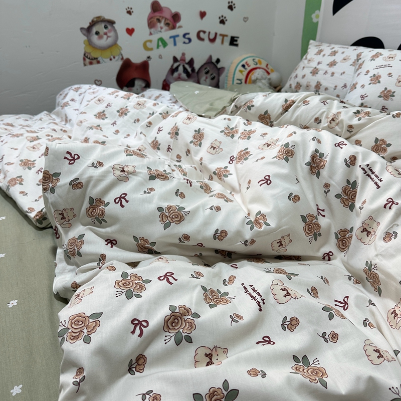 91家纺网 家纺一手货源 找家纺  清雅福 2024新款全棉13372小清新单被套系列第三季 橙香四季