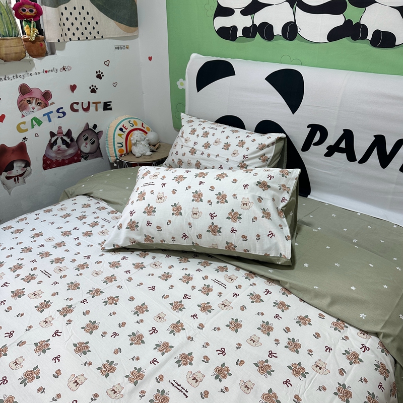 91家纺网 家纺一手货源 找家纺  清雅福 2024新款全棉13372小清新单被套系列第三季 橙香四季