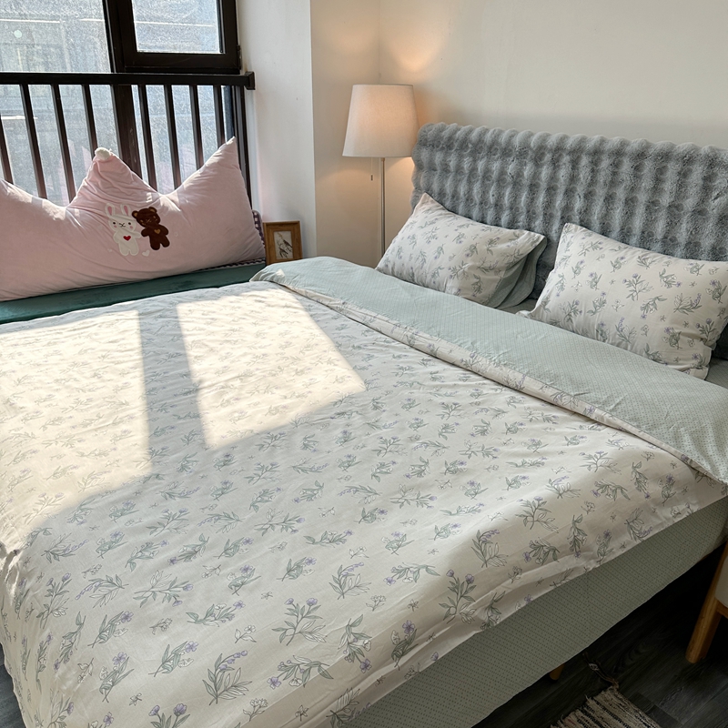 91家纺网 家纺一手货源 找家纺  清雅福 2024新款全棉13372小清新单被套系列第三季 宁静