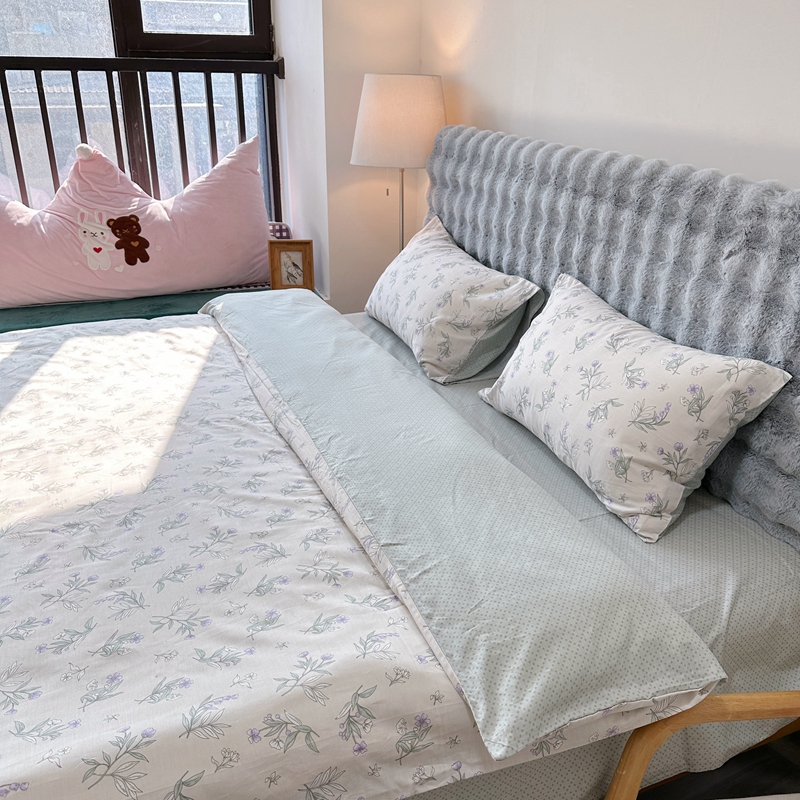 91家纺网 家纺一手货源 找家纺  清雅福 2024新款全棉13372小清新单被套系列第三季 宁静