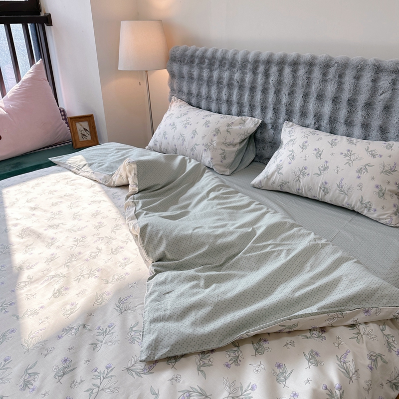 91家纺网 家纺一手货源 找家纺  清雅福 2024新款全棉13372小清新单被套系列第三季 宁静