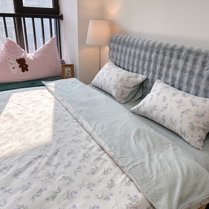 91家纺网 家纺一手货源 找家纺  清雅福 2024新款全棉13372小清新单被套系列第三季 宁静