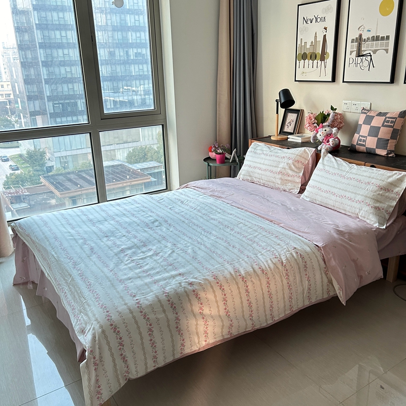 91家纺网 家纺一手货源 找家纺 清雅福 2024新款全棉13372小清新四件套-第三季 玫瑰物语