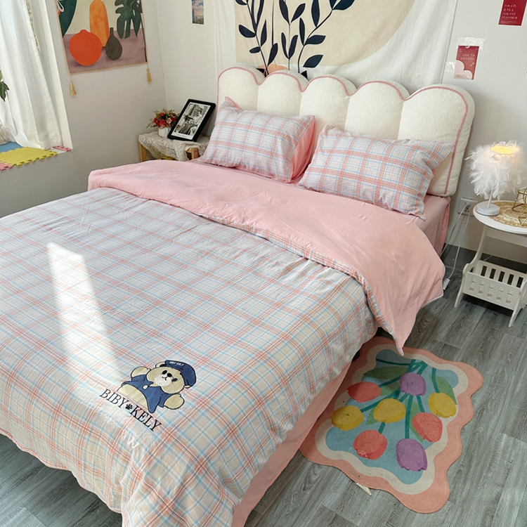 91家纺网 家纺一手货源 找家纺 总潮邦 2025新款春夏亲肤水洗棉刺绣四件套-贝恩熊（含买家秀）