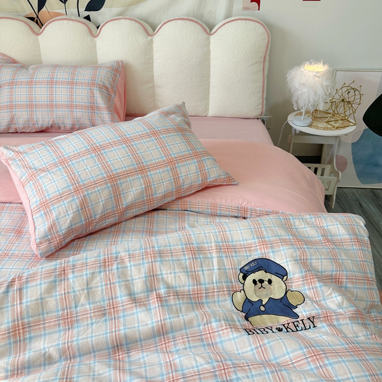 91家纺网 家纺一手货源 找家纺 总潮邦 2025新款春夏亲肤水洗棉刺绣四件套-贝恩熊（含买家秀）