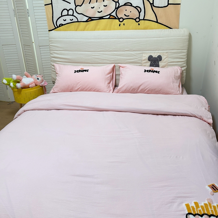 91家纺网 家纺一手货源 找家纺 优迈 2024新款超柔磨毛水洗棉毛巾绣四件套系列（专版） 薯条