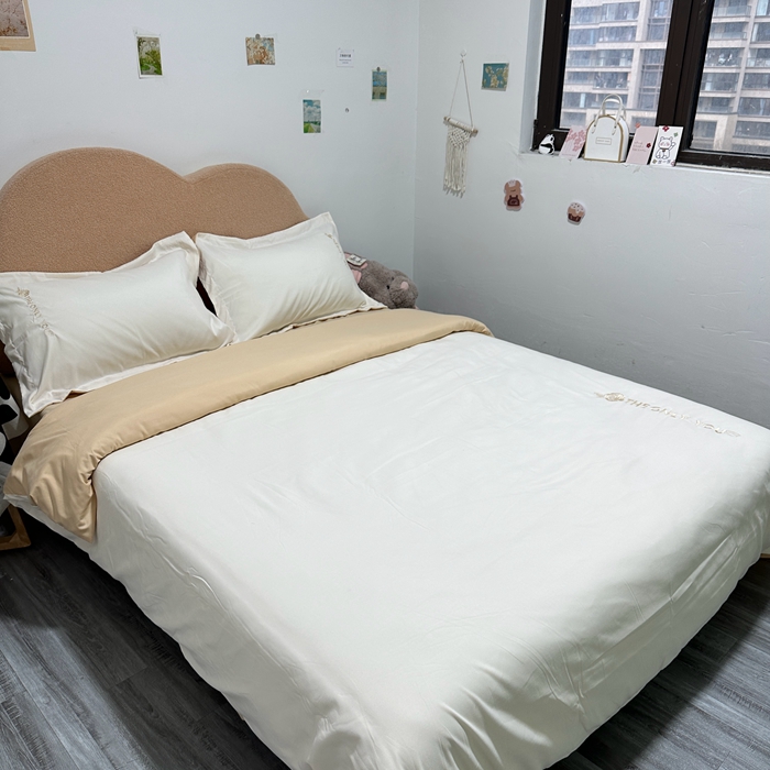 91家纺网 家纺一手货源 找家纺 N先生2024新款水洗磨毛四件套-露娜系列 奶白