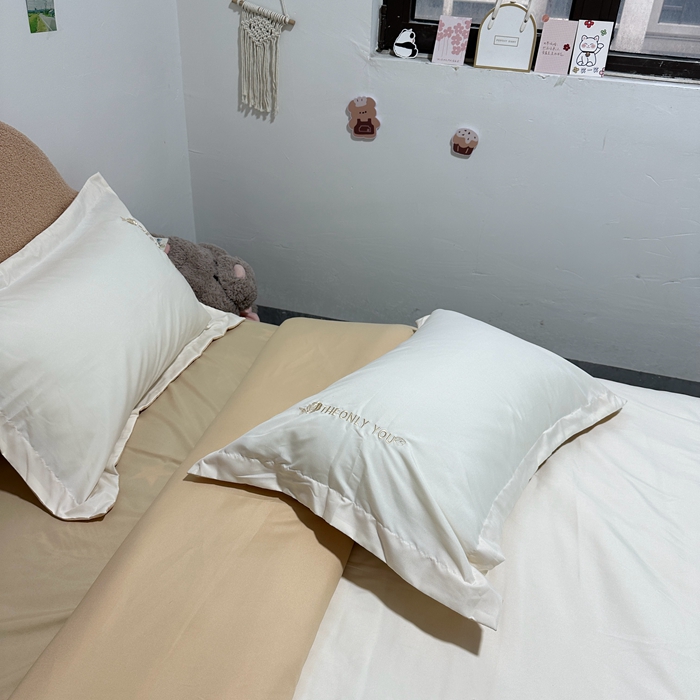 91家纺网 家纺一手货源 找家纺 N先生2024新款水洗磨毛四件套-露娜系列 奶白