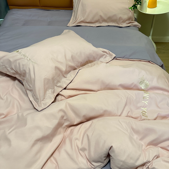 91家纺网 家纺一手货源 找家纺 N先生2024新款水洗磨毛四件套-露娜系列 粉