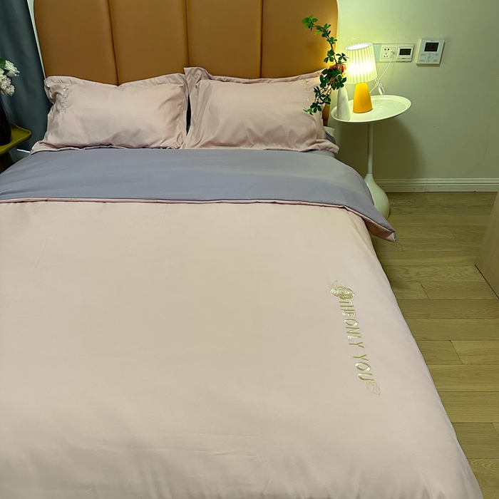 91家纺网 家纺一手货源 找家纺 N先生2024新款水洗磨毛四件套-露娜系列 粉