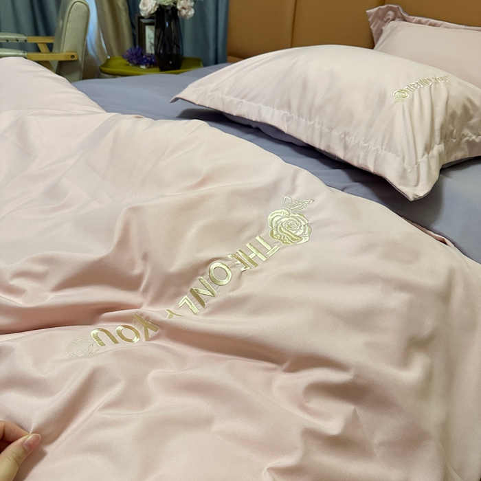 91家纺网 家纺一手货源 找家纺 N先生2024新款水洗磨毛四件套-露娜系列 粉