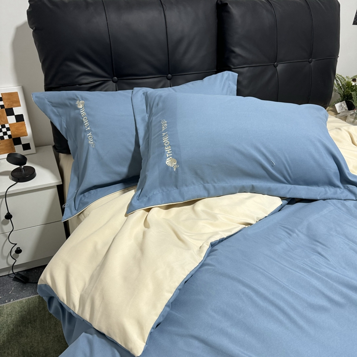 91家纺网 家纺一手货源 找家纺 N先生2024新款水洗磨毛四件套-露娜系列 蓝