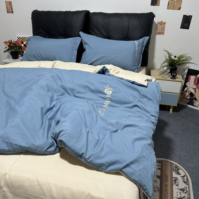 91家纺网 家纺一手货源 找家纺 N先生2024新款水洗磨毛四件套-露娜系列 蓝