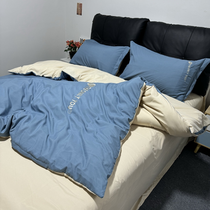 91家纺网 家纺一手货源 找家纺 N先生2024新款水洗磨毛四件套-露娜系列 蓝