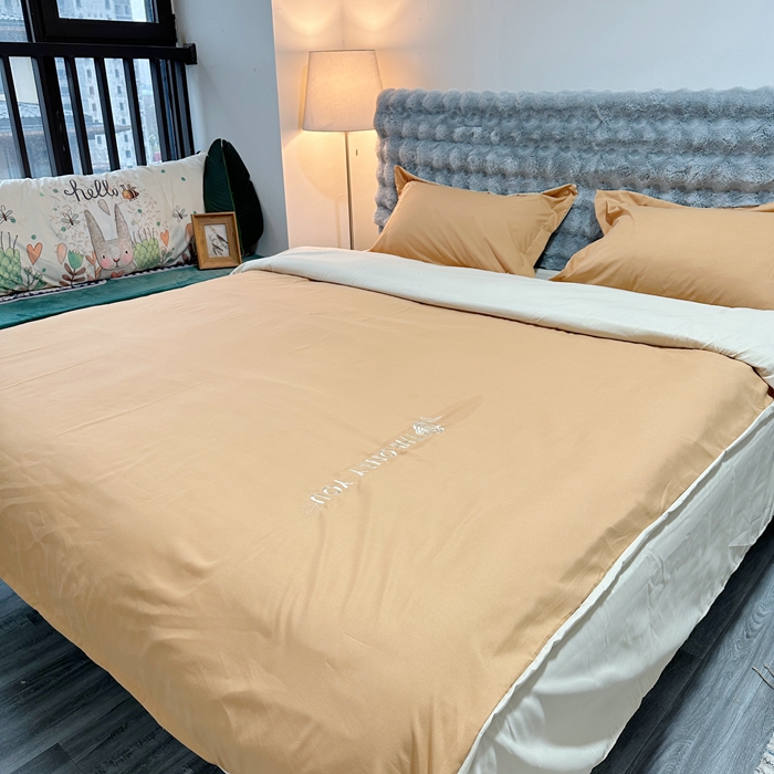 91家纺网 家纺一手货源 找家纺 N先生2024新款水洗磨毛四件套-露娜系列 橘