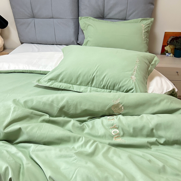 91家纺网 家纺一手货源 找家纺 N先生2024新款水洗磨毛四件套-露娜系列 绿