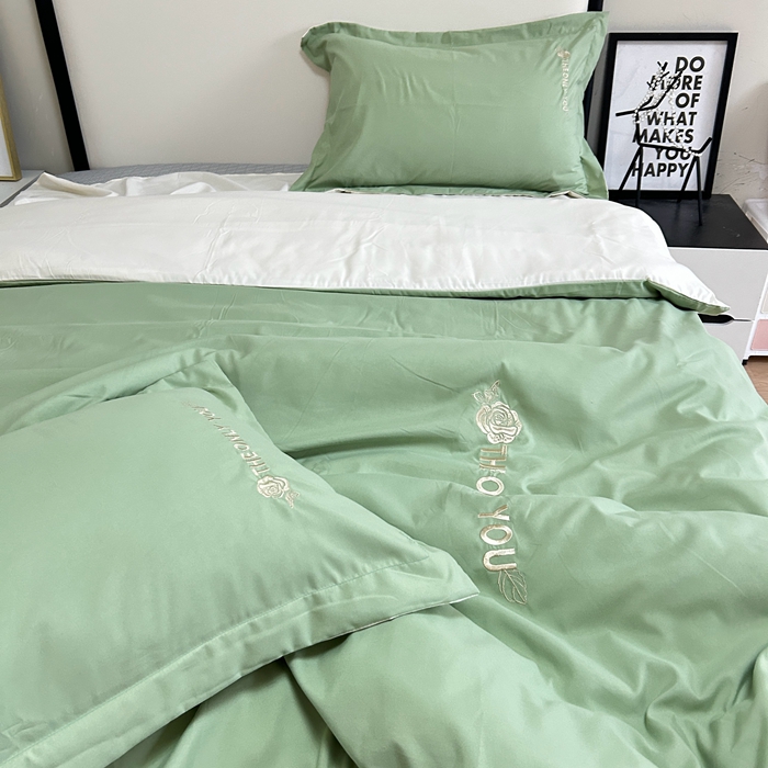 91家纺网 家纺一手货源 找家纺 N先生2024新款水洗磨毛四件套-露娜系列 绿