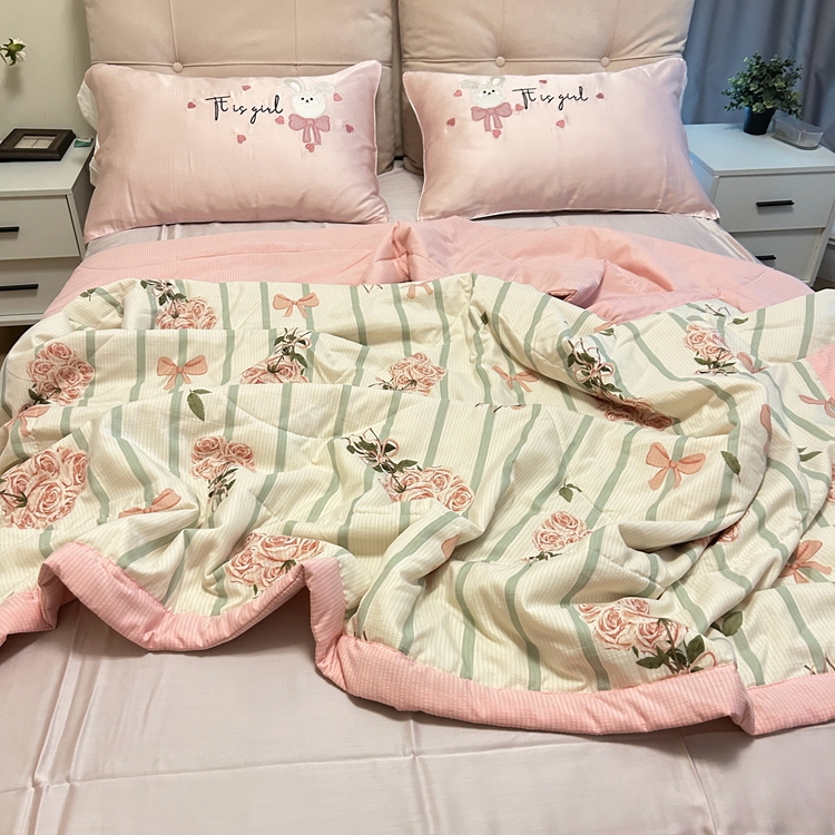 91家纺网 家纺一手货源 找家纺 星巴K家纺 2024新款小清新柔软泡泡棉夏凉被被子空调被夏被 花束