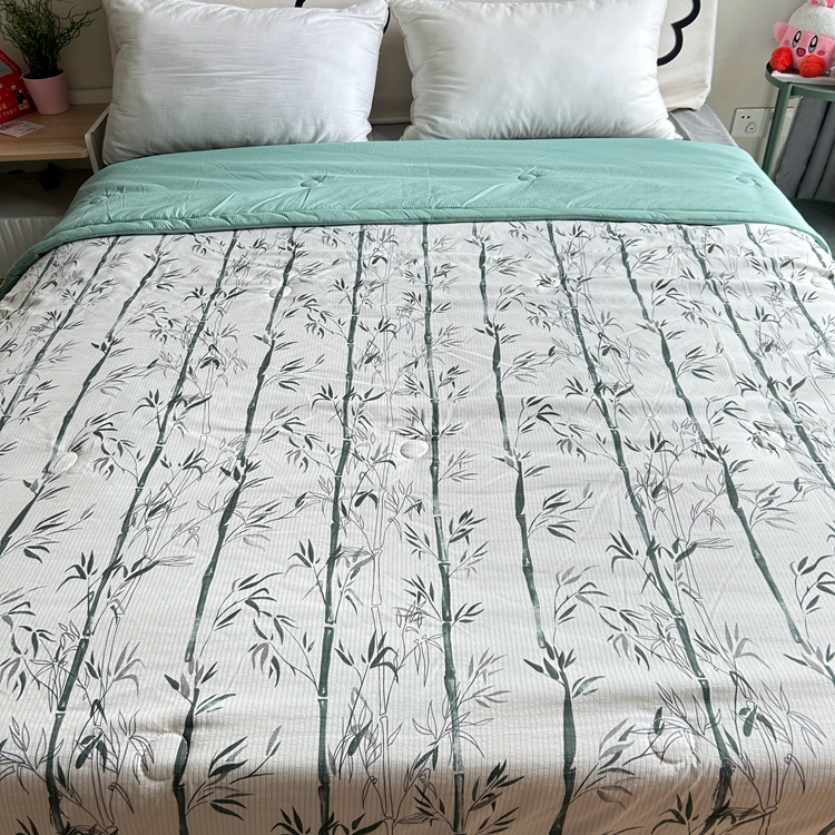 91家纺网 家纺一手货源 找家纺 星巴K家纺 2024新款小清新柔软泡泡棉夏凉被被子空调被夏被 竹影