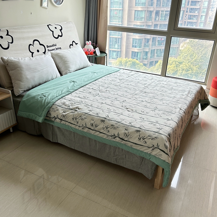 91家纺网 家纺一手货源 找家纺 星巴K家纺 2024新款小清新柔软泡泡棉夏凉被被子空调被夏被 竹影