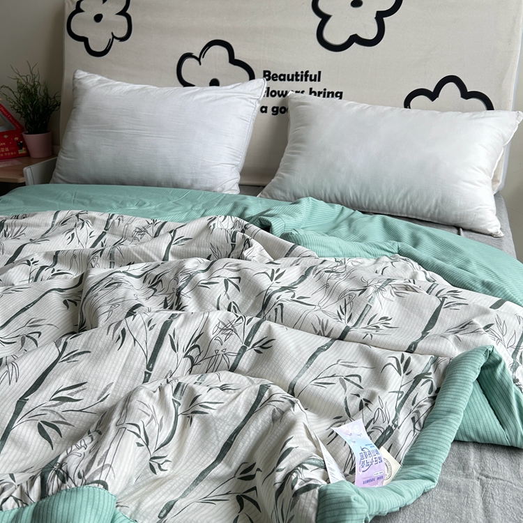 91家纺网 家纺一手货源 找家纺 星巴K家纺 2024新款小清新柔软泡泡棉夏凉被被子空调被夏被 竹影