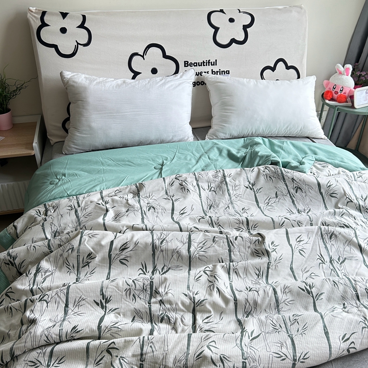 91家纺网 家纺一手货源 找家纺 星巴K家纺 2024新款小清新柔软泡泡棉夏凉被被子空调被夏被 竹影