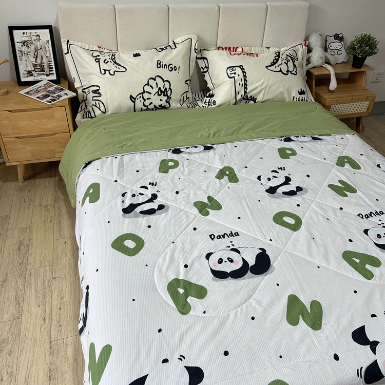 91家纺网 家纺一手货源 找家纺 星巴K家纺 2024新款小清新柔软泡泡棉夏凉被被子空调被夏被 熊猫