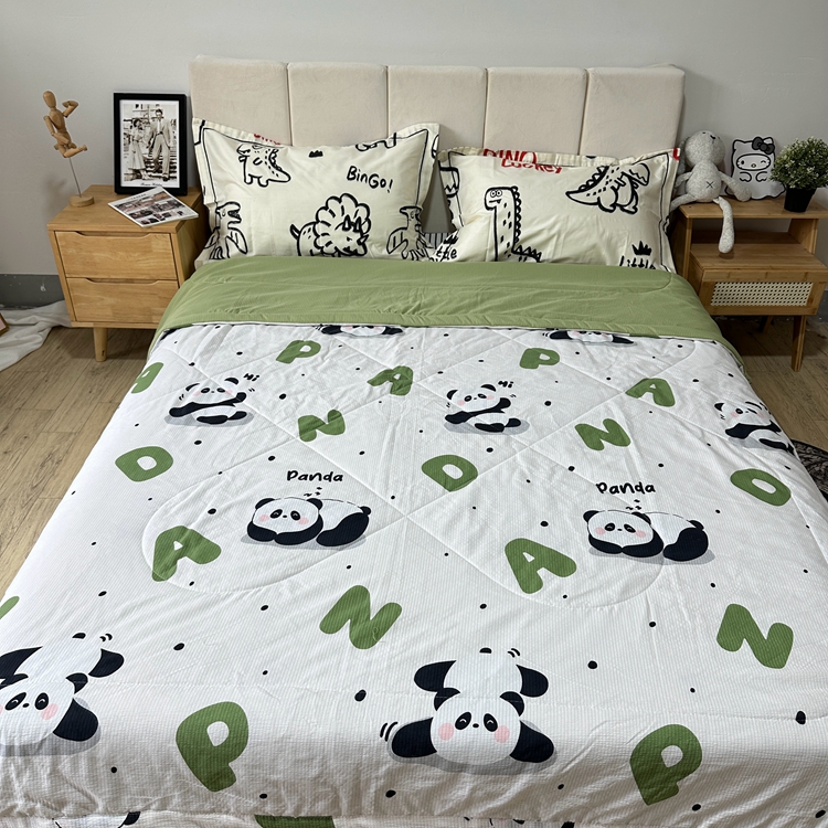 91家纺网 家纺一手货源 找家纺 星巴K家纺 2024新款小清新柔软泡泡棉夏凉被被子空调被夏被 熊猫