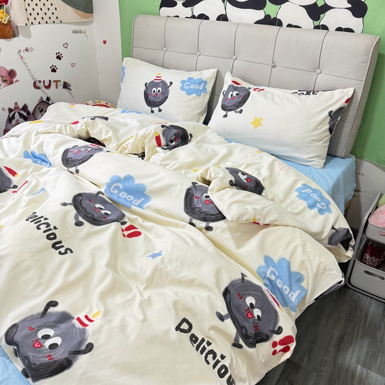 91家纺网 家纺一手货源 找家纺 （总）慕晨 【买家秀+V】2024新款小清新超柔高克重水洗云朵棉皱皱泡泡棉床上用品四件套学生宿舍三件套被套