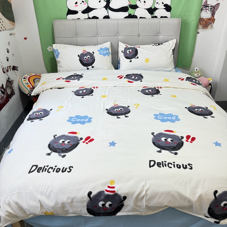 91家纺网 家纺一手货源 找家纺 （总）慕晨 【买家秀+V】2024新款小清新超柔高克重水洗云朵棉皱皱泡泡棉床上用品四件套学生宿舍三件套被套