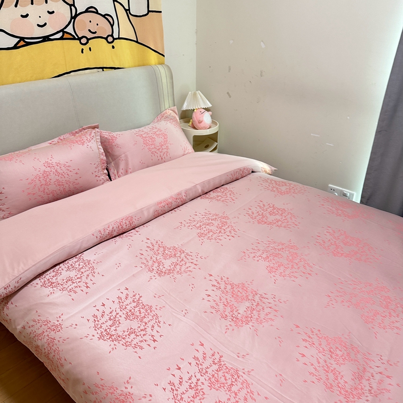 91家纺网 家纺一手货源 找家纺 潮邦创意家居 2025新款阳离子提花天丝棉四件套-金枝玉叶（可配礼盒） 琳娜粉