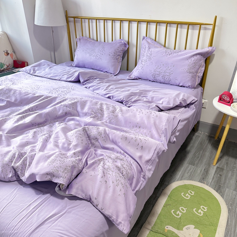 91家纺网 家纺一手货源 找家纺 潮邦创意家居 2025新款阳离子提花天丝棉四件套-金枝玉叶（可配礼盒） 蓦然紫