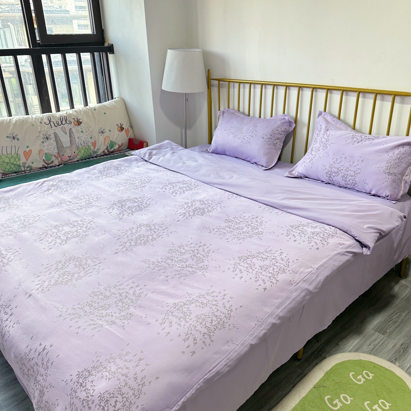 91家纺网 家纺一手货源 找家纺 潮邦创意家居 2025新款阳离子提花天丝棉四件套-金枝玉叶（可配礼盒） 蓦然紫