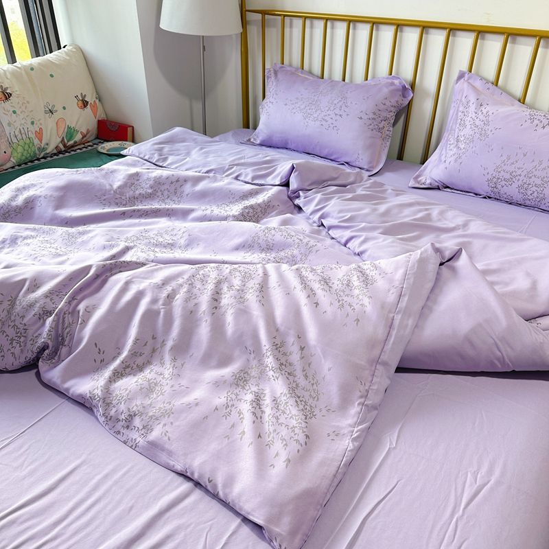 91家纺网 家纺一手货源 找家纺 潮邦创意家居 2025新款阳离子提花天丝棉四件套-金枝玉叶（可配礼盒） 蓦然紫
