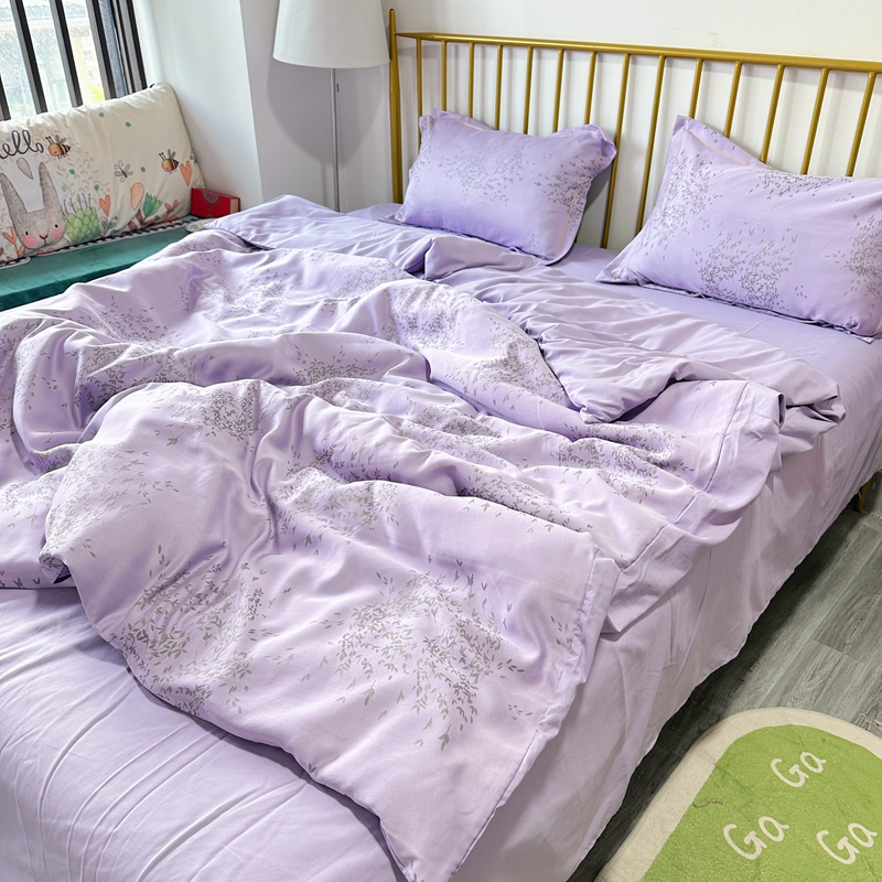 91家纺网 家纺一手货源 找家纺 潮邦创意家居 2025新款阳离子提花天丝棉四件套-金枝玉叶（可配礼盒） 蓦然紫