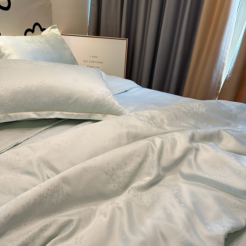 91家纺网 家纺一手货源 找家纺 潮邦创意家居 2025新款阳离子提花天丝棉四件套-金枝玉叶（可配礼盒） 小春野