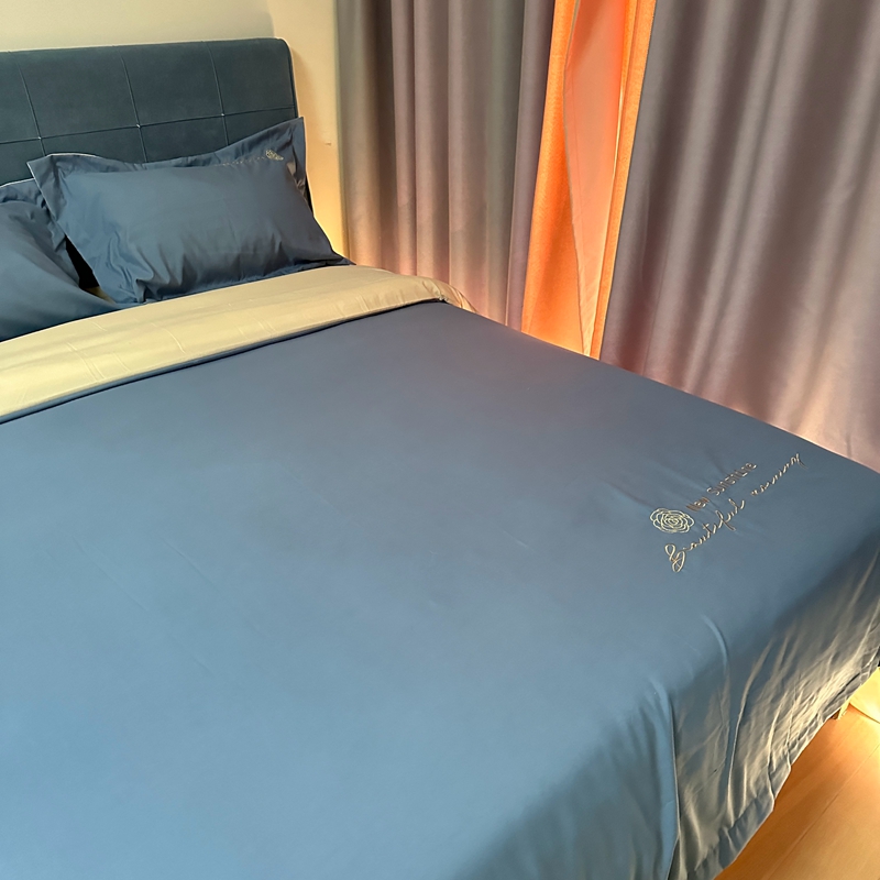 91家纺网 家纺一手货源 找家纺 （总）N先生 2024新款轻奢风水洗磨毛刺绣四件套-如梦系列